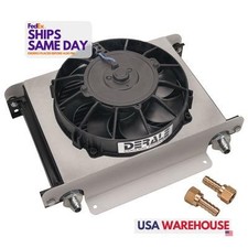 Derale DER13760 Plate Type Aluminum Fluid Cooler and Fan Universal Performance