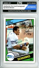 Authentic On-Card Autograph Signed by Dave Brown CPG Auto Grade AUTHENTIC
