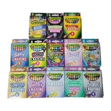 Crayola Crayon BUNDLE 13 Packs 8 Cosmic Neon Glitter Retired Metallic Swirl 