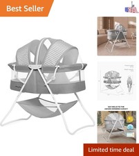 Stylish Dark Gray Karley Bassinet: Portable Bedside Sleeper with Storage Basket