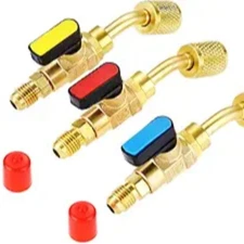 HVAC Angled Shut-Off Ball Valve Adapter 1/4" SAE Refrigerant Tool for R134A, R41
