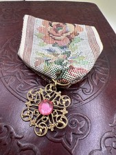 Vintage Mini Needlepoint Floral Coin Purse 3.5  with Filigree Charm Craft Repair