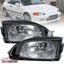 Black Headlights Fits 1992-1995 Honda Civic Eg Ej Lamps Leftright 92-95 Black Headlights Fits 1992-1995 Honda Civic Eg Ej Lamps Leftright 92-95