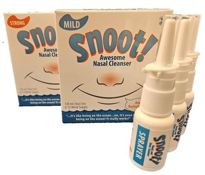 Snoot Nasal Cleanser Dual Formula 1 Mild+1 Strong 2 Pack+3 Extra 20ml Sprayers