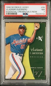 1998 SKYBOX E-X 2001 ESSENTIAL CREDENTIALS NOW #99 VLADIMIR GUERRERO 87/99 PSA 7