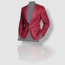 $360 Alfani Para hombres Rojo Calce Ajustado Elástico Esmoquin Abrigo Deportivo Traje Chaqueta Talla 44S