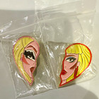 Trixie and Katya Face Half Heart “Best friend” Enamel Pins (2-Piece Set) — photo 1