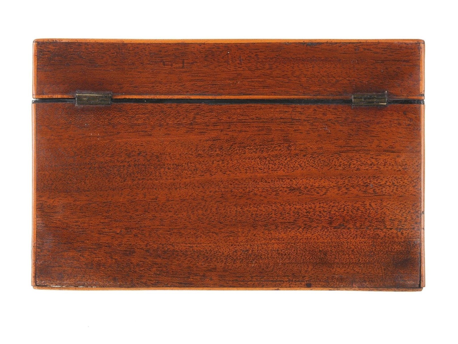 c1840 Marquetry Conch shell Inlaid Walnut tea caddy