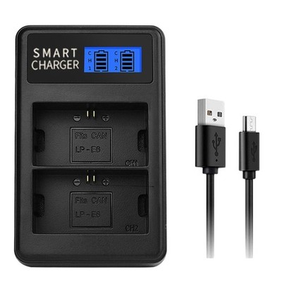 Dual Channel LCD USB LP-E6 Battery Charger Replacement for 5D Mark II
