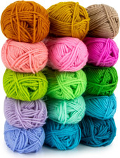 15x20g Acrylic Yarn for Crocheting - Soft Knitting Yarn for Crafts Multicolor Sk