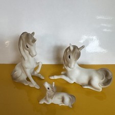 Vintage Josef Originals Set of 3 Porcelain Bisque Unicorn Family Figurines