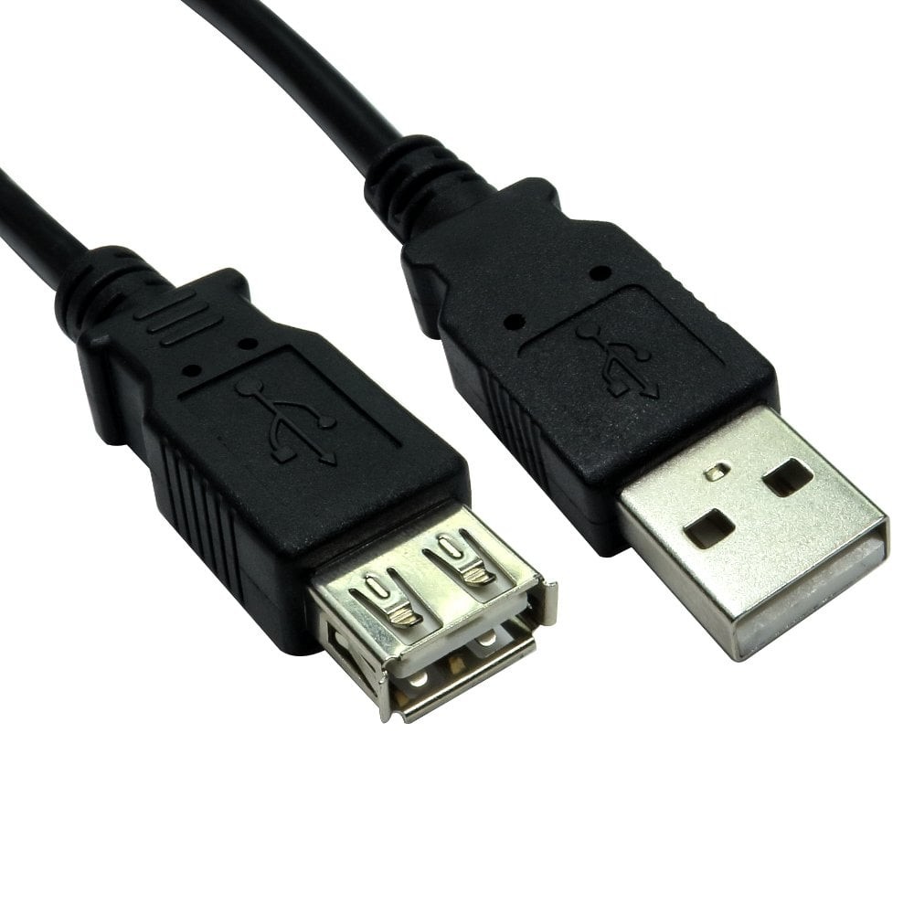Cables Direct 2m USB 2.0 Type A M to Type A F Data Cable - Black