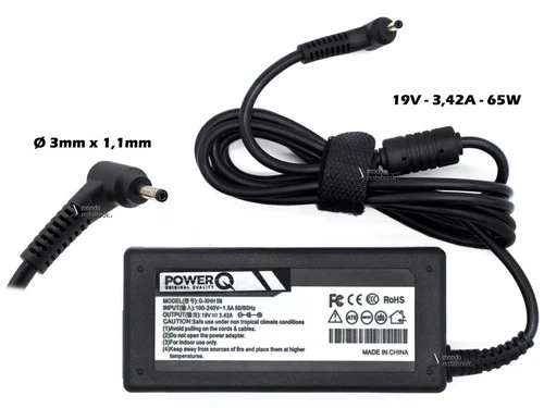 Alimentatore PowerQ 65W 19V 3,42A (3x1,1)mm per ACER Aspire A315-55G