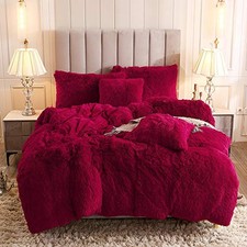 Faux Fur Velvet Fluffy Bedding Duvet Cover Set Down Comforter Quilt Cover wit...