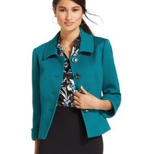 NEW Tahari Arthur S. Levine Blazer Jacket Emerald Green Textured 4-Button 12