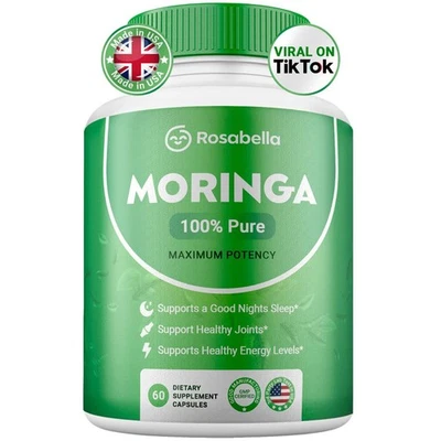 Rosabella Moringa Leaf Powder Capsules - 800mg of Pure Nutrient 60 Count 40%-Off