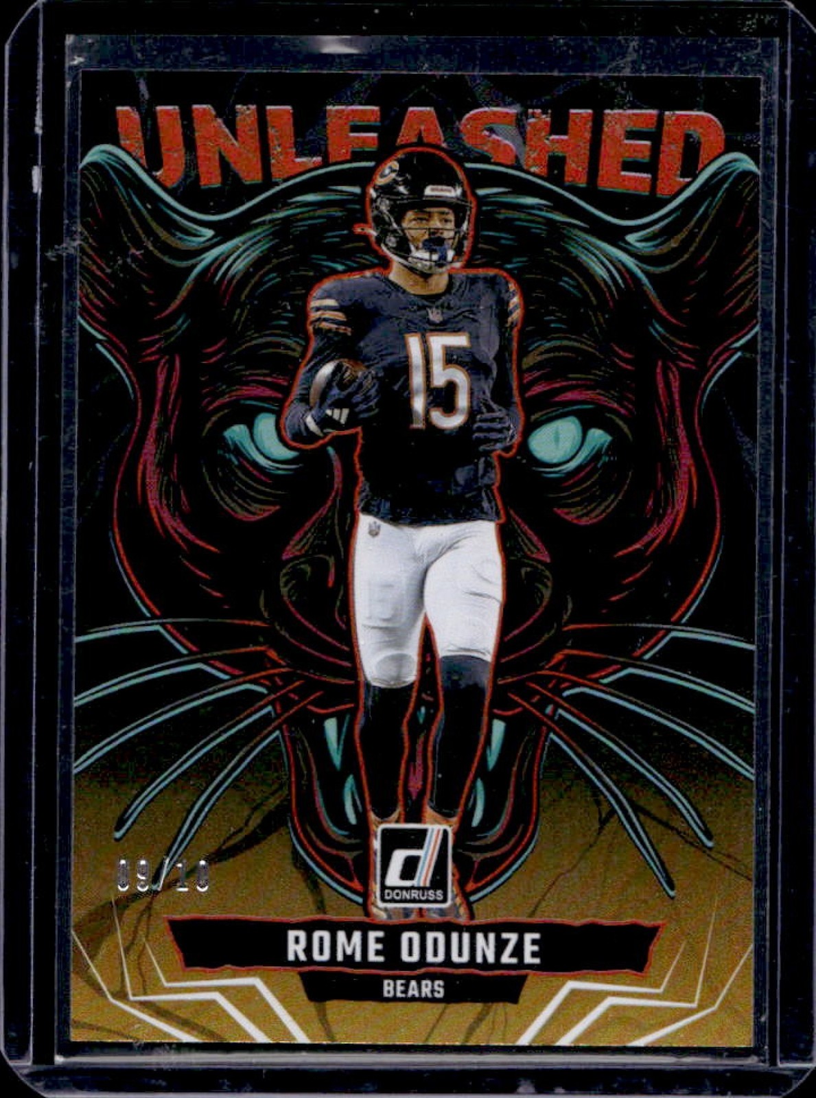 2025 Donruss Rome Odunze Unleashed Gold #/10 Bears