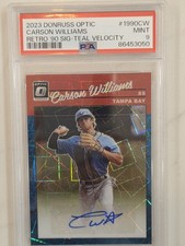 2023 Panini Donruss Optic CARSON WILLIAMS RC Auto Teal Velocity #/15 PSA 9 MINT