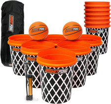 Giant Yard Pong and Basketball Game with 12 Buckets, 2 Balls, Carrying Bag, and