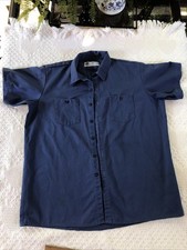 Dickies Short Sleeve Button Up Shirt Men's 2XL Blue Industrial Workwear Read