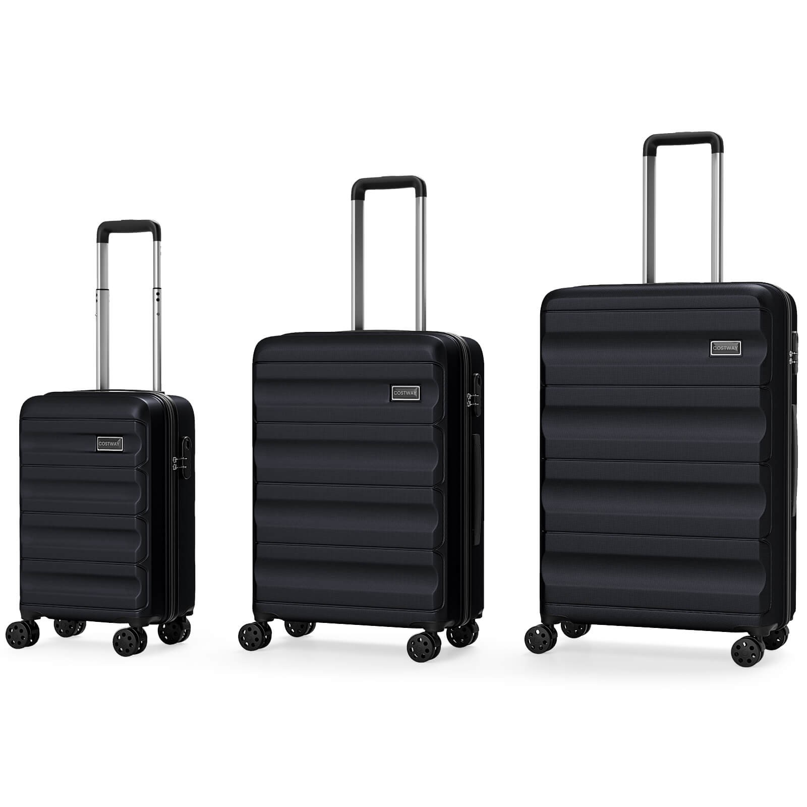 3PCS Hardside Luggage Set (20/24/28 Inch) w/ 8-Spinner Wheels, 3-Digital Lock