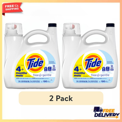 2 Pack Tide Free and Gentle Liquid Laundry Detergent 132 oz 200 Total Loads HE