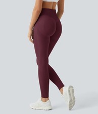 Halara Seamless Flow High Waisted Booty Scrunch Leggings Red Mahogany L 7/8