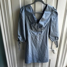Lulu’s Dream About Me Dusty Blue Backless Mini Dress NWT
