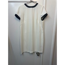 Lauren Ralph Lauren Women 12 Cream Black Trim Shift Dress Short Sleeve NWTs