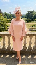 Ella Boo Lizabella Midi dress size 12 Pink Feathers Mother Of The Bride £299Bnwt