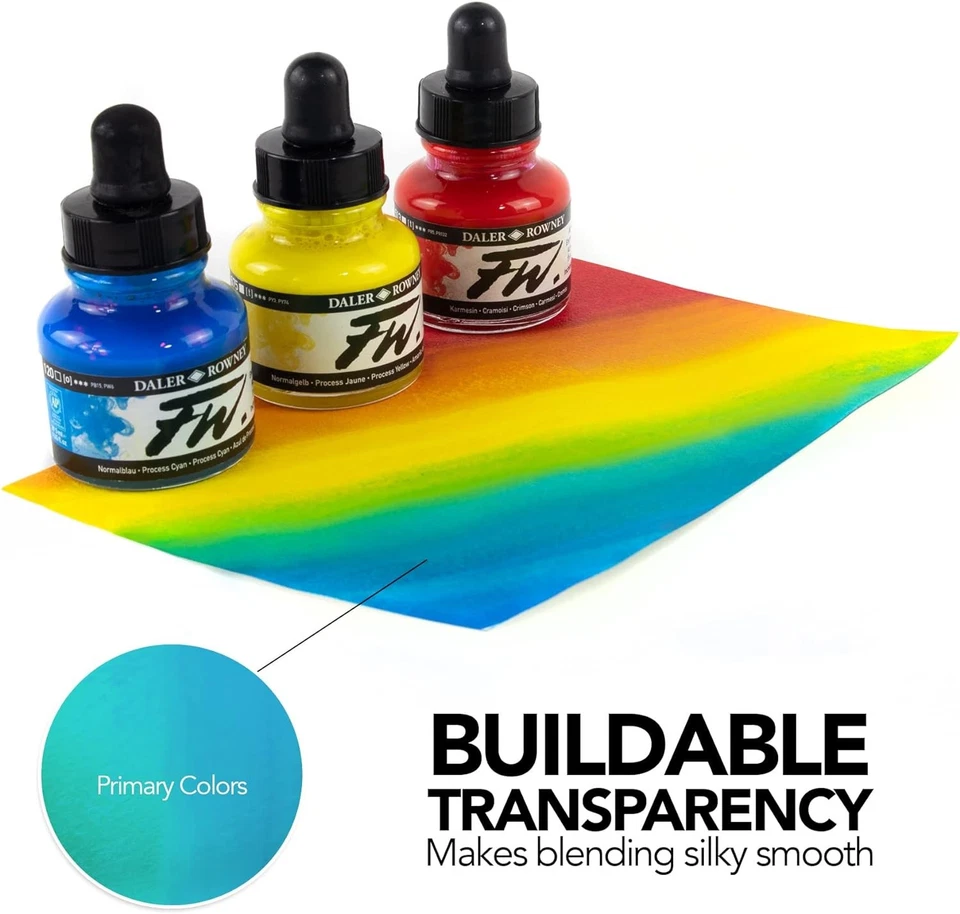 Daler-Rowney FW Acrylic Ink Bottle Black - Versatile 1 fl oz, (India) - Image 4 of 4