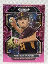 2022 Prizm Draft Picks Andrew Taylor #PDP80 Neon Pink Velocity Prizm Astros
