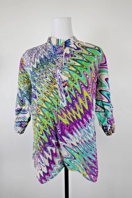 Missoni Bluse Damen Größe 48 Vintage 90er Zickzack Chevron Baumwolle - Bild 1 von 4