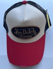Casquette Von Dutch Trucker California Rouge Beige Logo Brodé Snapback Neuve