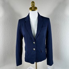 J. Crew Schoolboy Blazer Women 6 Navy Blue Gold Crest Button Preppy Office