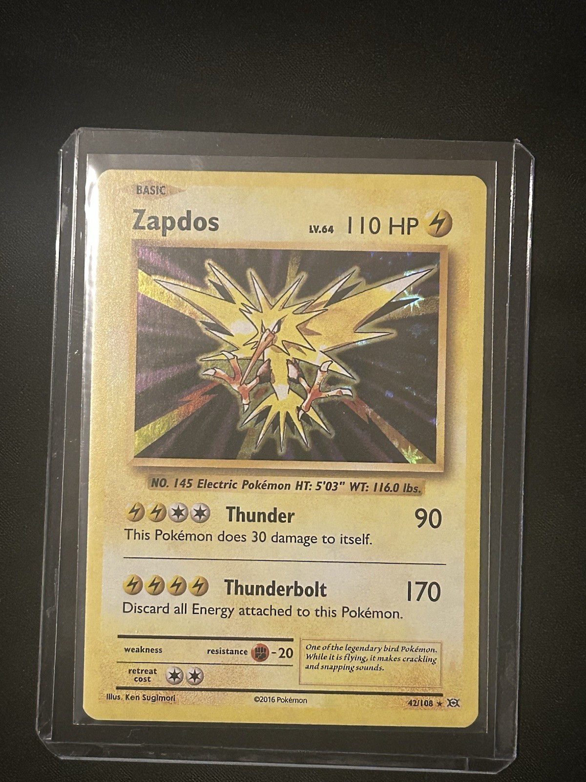 Pokémon TCG Zapdos Holo Rare Card 42/108 Evolutions XY