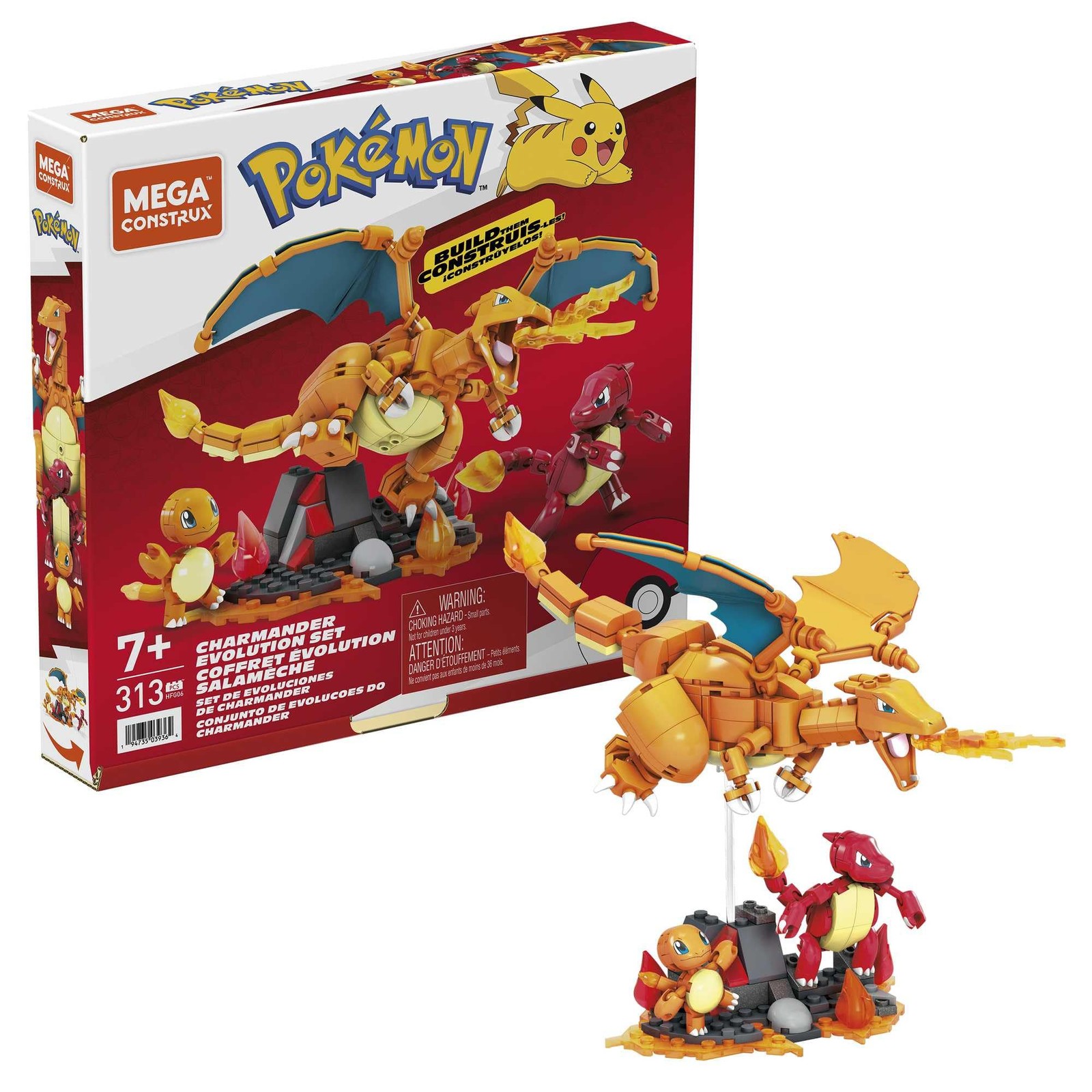 Mega Construx Pokémon Evolución de Charmander 3 Figuras de Bloques de construcci
