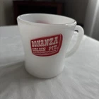 Vintage 1970’s Bonanza Sirloin Pit milk glass coffee mug  Fire King