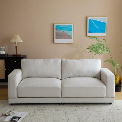 Beige 81'' Modern 2-Seater Loveseat Sofa for Small Spaces, Easy Assembly