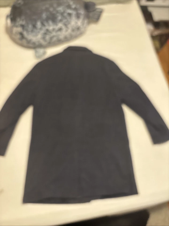 ABRIGO LARGO DE INVIERNO EXPRESS HOMBRE MEZCLA LANA AZUL MARINO 3 BOTONES TRENCH EXCELLEN Foto 2 de 2