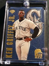 1996 Leaf Ken Griffey Jr HATS OFF REAL HAT AND LOGO FABRIC /5000 MARINERS (414)