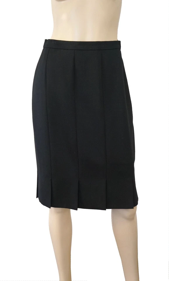 ESCADA  sz 40 Black Wool Carwash Pleat Knee Skirt BRAND NEW - Image 4 of 4