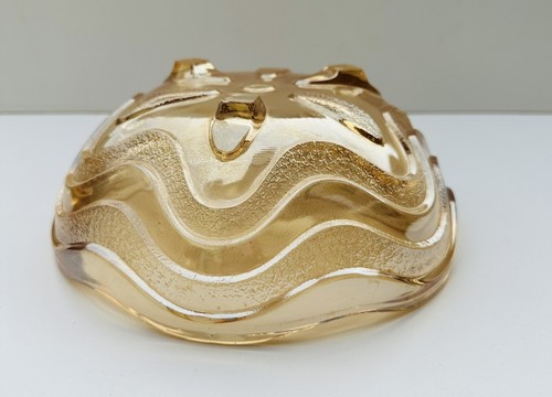 Vintage Art Deco Bowl Val St Lambert Belgium Amber 23cm Dia, 1930’s Geometric - Picture 17 of 20