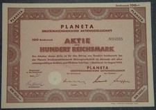 PLANETA Druckmaschinenwerk Aktiengesellschaft 1942 100 RM