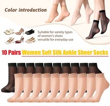 10 Pairs Women Nylon Elastic Short Ankle Sheer Stockings Dress Silk Short Socks