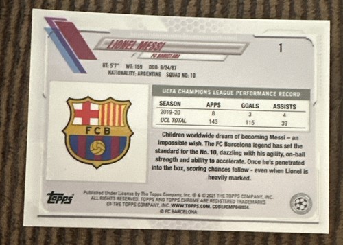 Lionel Messi 2021 Topps Cromo - Steve Aoki UEFA - Imagen 2 de 2