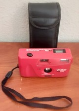 Vivitar PS55s 35mm Point Shoot Film Camera RED VERSION parts or repair w/ case