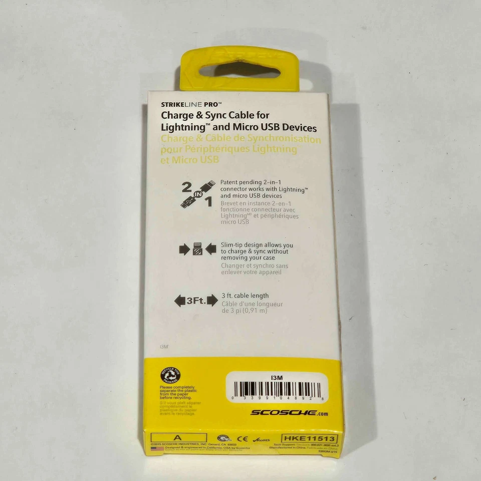 SCOSCHE I3M CHARGE & SYNC CABLE WITH MFi-CERTIFIED LIGHTNING CONNECTION - 3' ft - Image 3 of 4