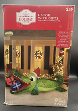 NEW Holiday Time Lighted CHRISTMAS Gator 9 Ft Airblown Inflatable Alligator