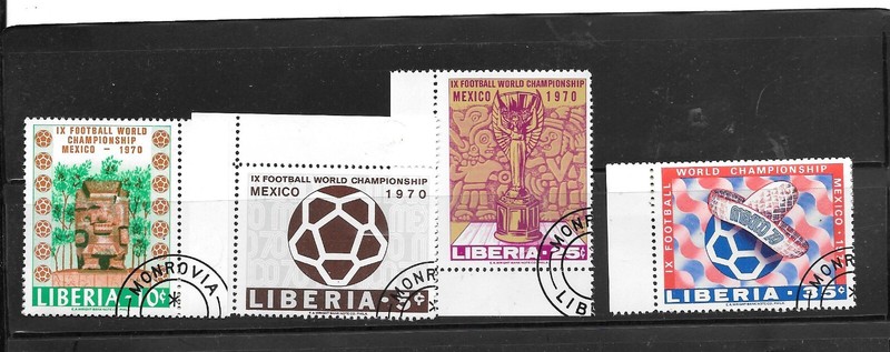 LIBERIA  #511-4  SOCCER CHAM. 1970 CTO USED XF OLD PICTORIAL COMMEM STAMP SET
